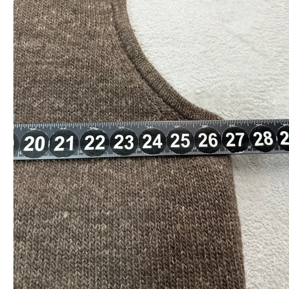 LL Bean Sweater Vest Mens XXL Brown Wool Linen Fleece Lined Full Zip Heavyweight